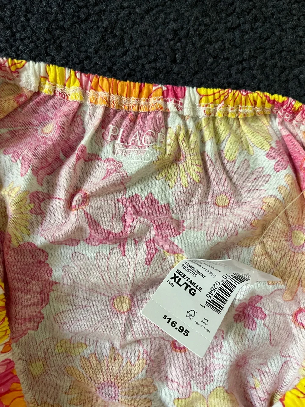 The Children's Place Pink Yellow Orange Floral Peasant Top